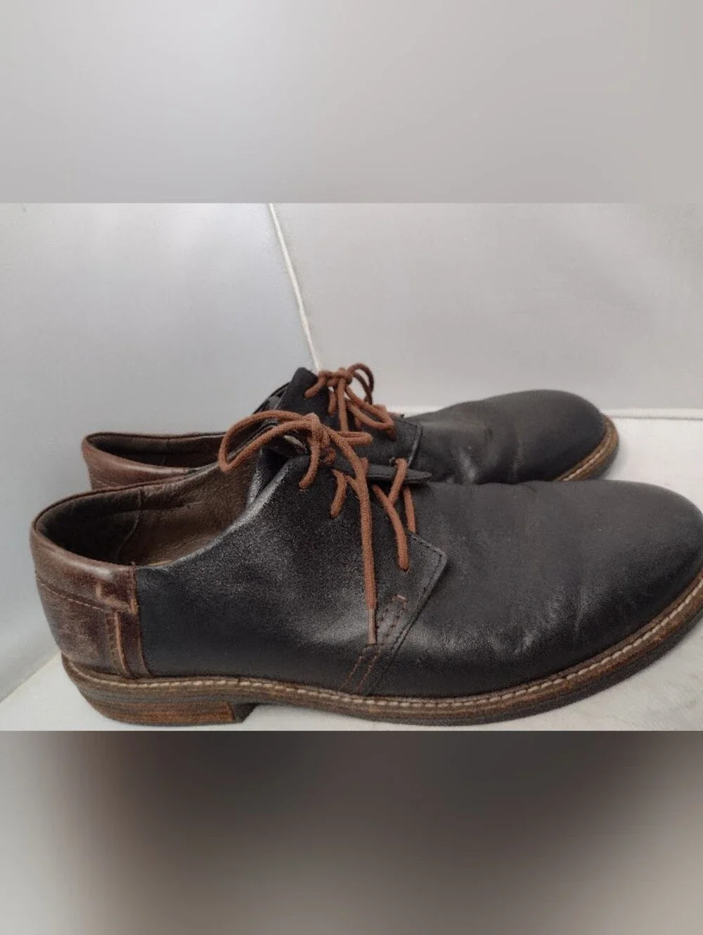 Naot Mens Chief Oxford Size 43 Black Brown Leather Plain Toe  Shoe N